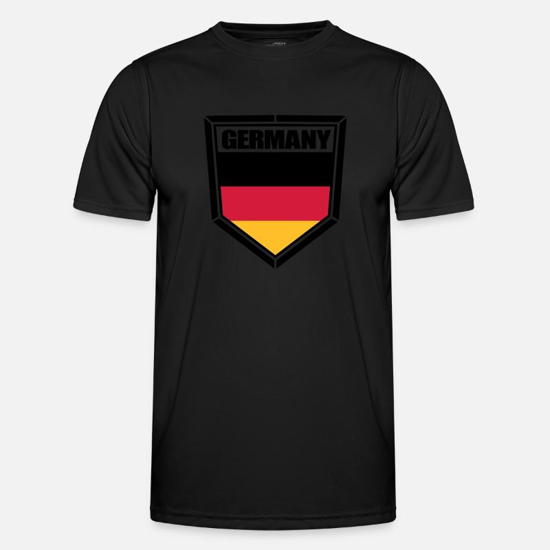 text shield coat of arms shape button 3 colors ger Men's Functional T-Shirt