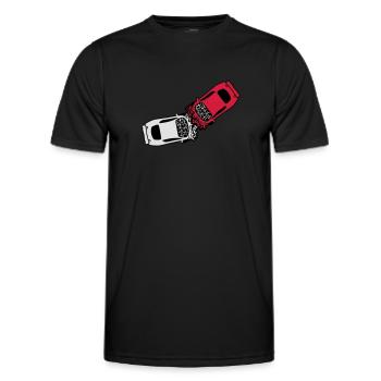 2 cars accident crash total damage crushes dents b - Men's Functional T-Shirt - black - Front - AI Model Male 178 dark (178cm)