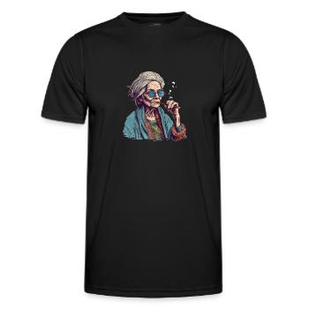 Rauchende alte Lady - Old Fashioned - Männer Funktions-T-Shirt - Schwarz - Vorne - AI Model Male 178 dark (178cm)