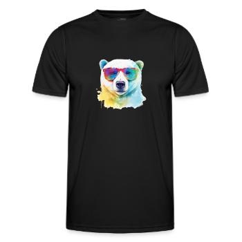 Bunter cooler Eisbär mit Sonnenbrille - Männer Funktions-T-Shirt - Schwarz - Vorne - AI Model Male 178 dark (178cm)