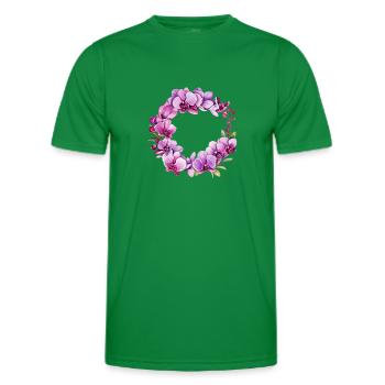 Couronne de Fleurs Orchidée Rose Rose Mariage - T-shirt sport Homme - vert - Devant - AI Model Male 178 dark (178cm)