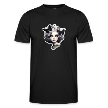 Goth Girl Gothic Mystisch Schwarze Schmetterlinge - Männer Funktions-T-Shirt - Schwarz - Vorne - AI Model Male 178 dark (178cm)