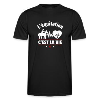 l équitation c est la vie,Cheval,Poney,Sport - T-shirt sport Homme - noir - Devant - AI Model Male 178 dark (178cm)