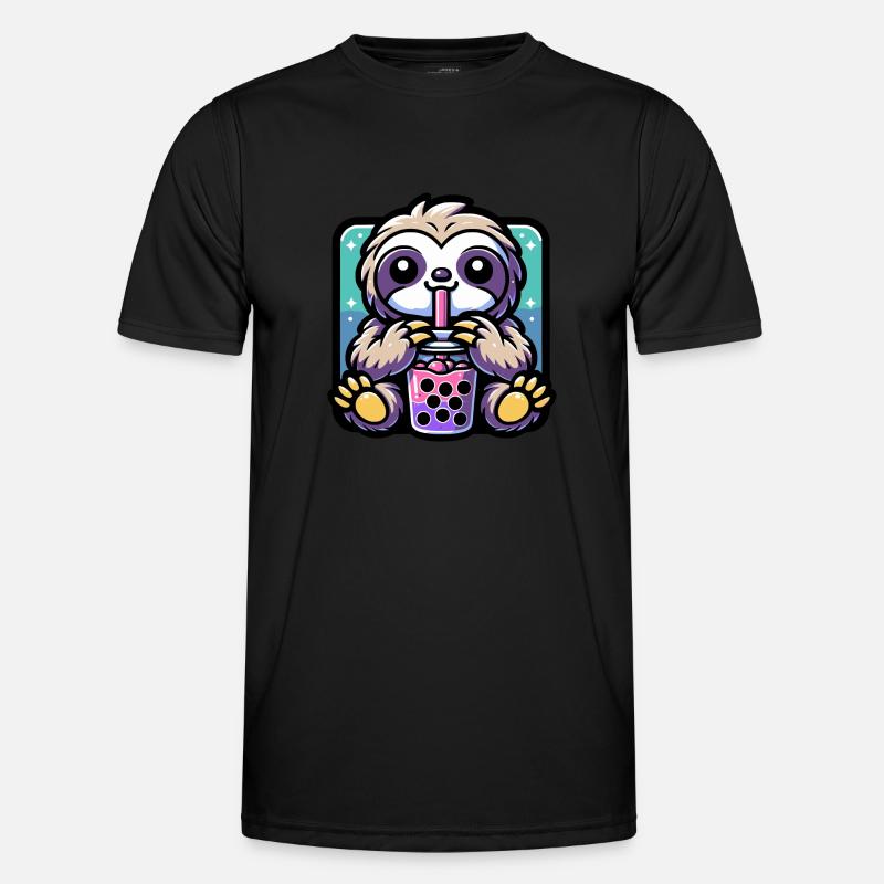 Bubble Tea Sloth Boba Tea Kawaii Geschenk - Männer Funktions-T-Shirt - Schwarz