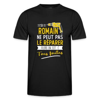 Romain Si romain ne peut pas le réparer - T-shirt sport Homme - noir - Devant - AI Model Male 178 dark (178cm)