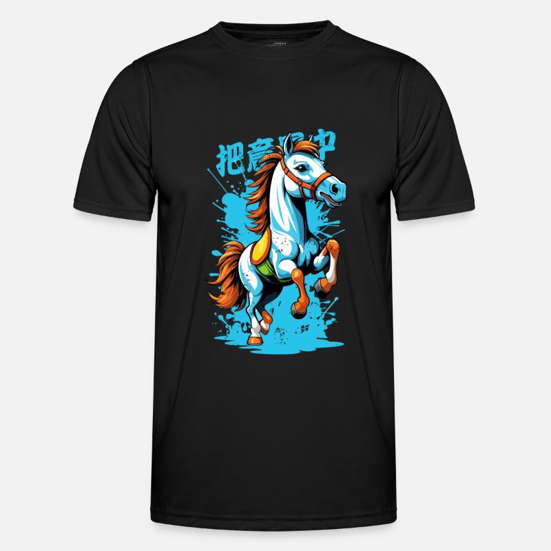 Wildpferd in Bunt Männer Funktions-T-Shirt