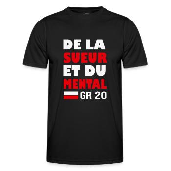gr20 GR20 GR 20 gr 20 randonnée gr20 Corse - T-shirt sport Homme - noir - Devant - AI Model Male 178 dark (178cm)