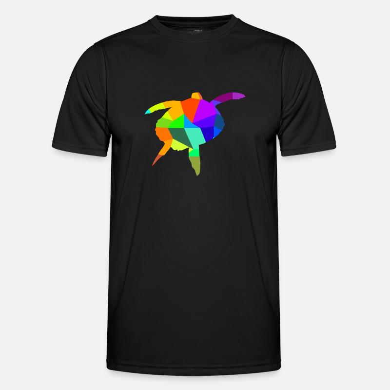 Water Turtle Rainbow Animals Polygon Men's Functional T-Shirt