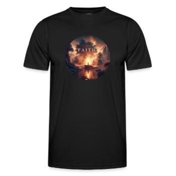 faith church religion - Men's Functional T-Shirt - black - Front - AI Model Male 178 dark (178cm)