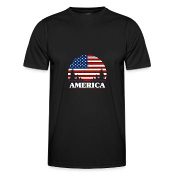 USA - Men's Functional T-Shirt - black - Front - AI Model Male 178 dark (178cm)