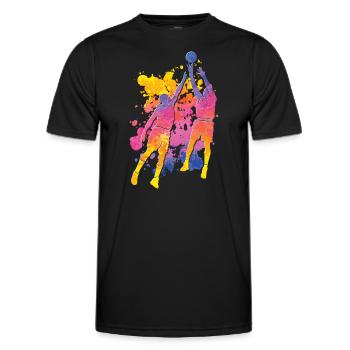 Basketball Player Colorful Paint Slam Dunk Sports - Men's Functional T-Shirt - black - Front - AI Model Male 178 dark (178cm)