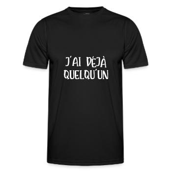 j'ai déjà quelqu'un - T-shirt sport Homme - noir - Devant - AI Model Male 178 dark (178cm)