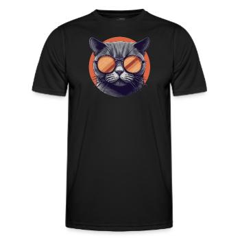 Katze Mietz Stubentiger Sonnenbrille - Männer Funktions-T-Shirt - Schwarz - Vorne - AI Model Male 178 dark (178cm)