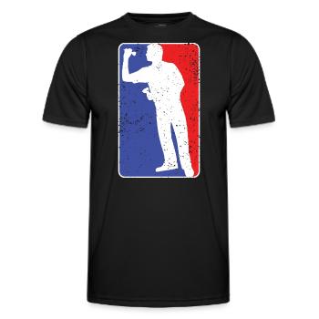 MANLIKE DARTS PLAYER DESIGN - Men's Functional T-Shirt - black - Front - AI Model Male 178 dark (178cm)