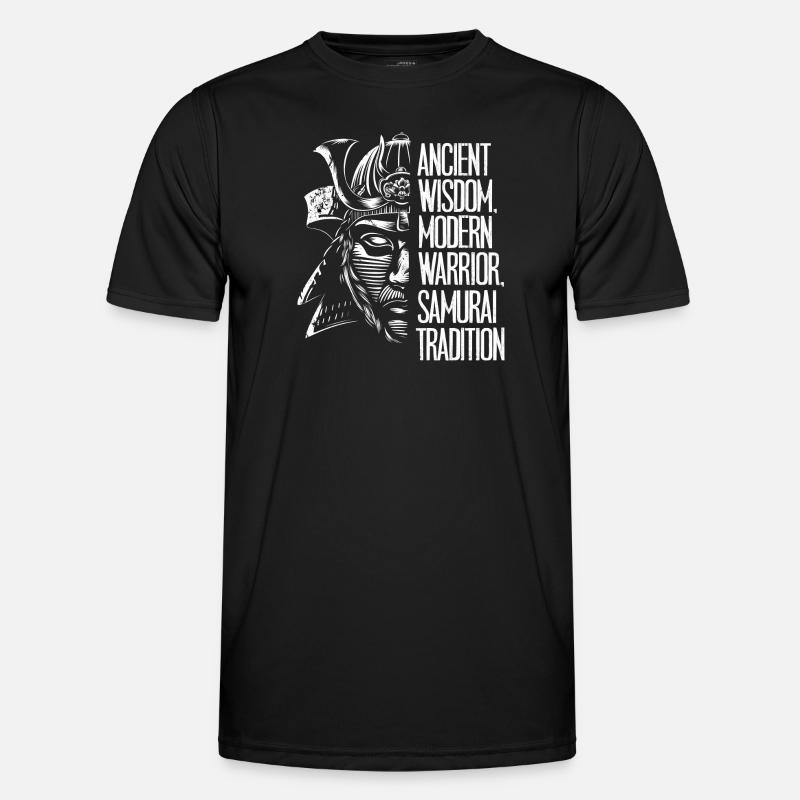 Schwarz-Weiß-Samurai - Männer Funktions-T-Shirt - Schwarz