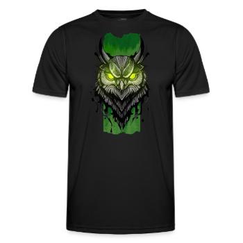 Enchanting Nocturne: Owl's Emerald Gaze - Men's Functional T-Shirt - black - Front - AI Model Male 178 dark (178cm)
