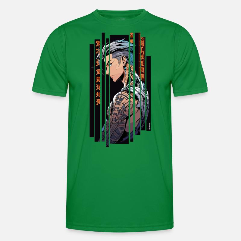 Orange Cyber Tätowierter Mann Männer Funktions-T-Shirt