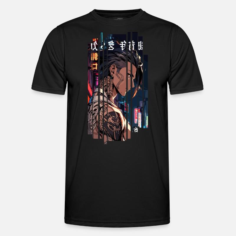 Red Cyber Tattooed Man - Men's Functional T-Shirt - black