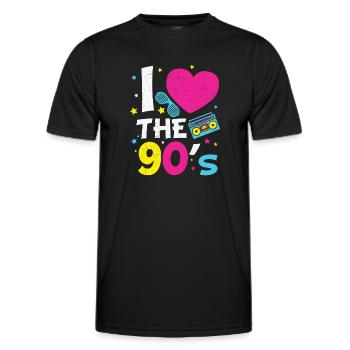 90s Nineties Theme Party Retro - Men's Functional T-Shirt - black - Front - AI Model Male 178 dark (178cm)