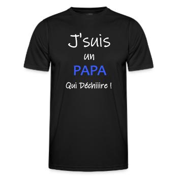 J'suis un papa qui déchire - T-shirt sport Homme - noir - Devant - AI Model Male 178 dark (178cm)
