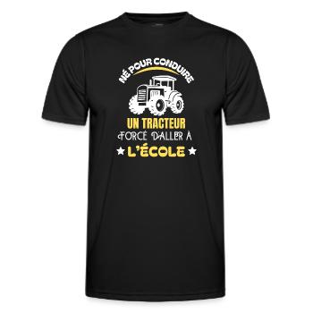 Né Pour Conduire Un Tracteur Cadeau Humour - T-shirt sport Homme - noir - Devant - AI Model Male 178 dark (178cm)