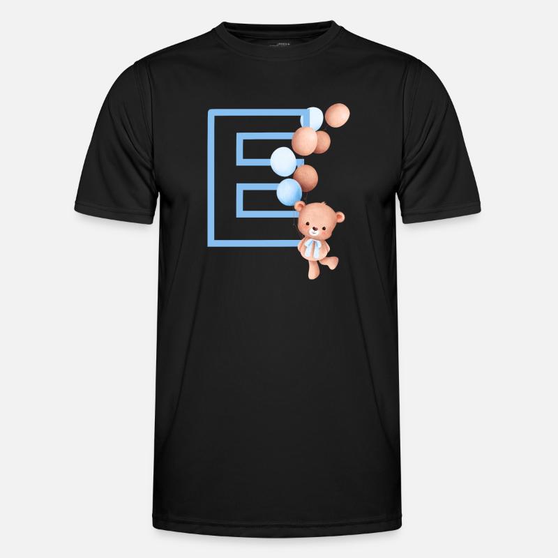Blauer Buchstabe E Bär - Männer Funktions-T-Shirt - Schwarz