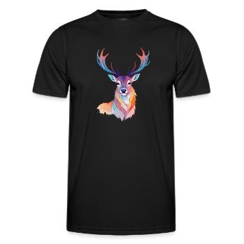 Hirsch Vektor Kunst mit lebendigen Farben Illustration - Männer Funktions-T-Shirt - Schwarz - Vorne - AI Model Male 178 dark (178cm)
