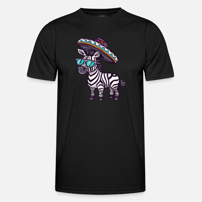 Zebra Comic Funny Sombrero - Men's Functional T-Shirt - black