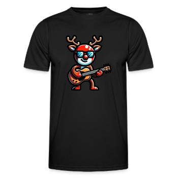Rudolph joue de la guitare - T-shirt sport Homme - noir - Devant - AI Model Male 178 dark (178cm)