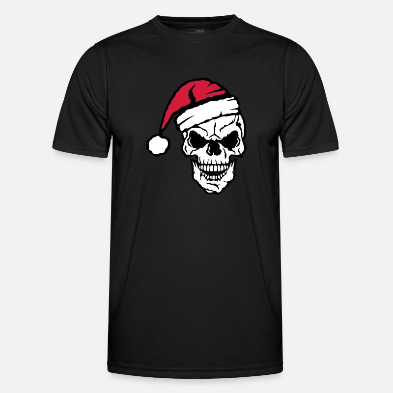 Weihnachten Schädel Schädelkappe - Männer Funktions-T-Shirt - Schwarz