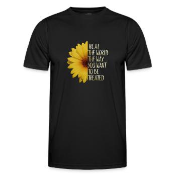 Save the world Rethinking! Sunflower Climate Protection - Men's Functional T-Shirt - black - Front - AI Model Male 178 dark (178cm)