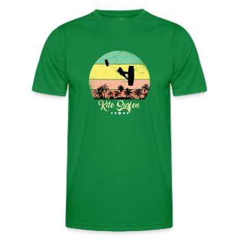 Kite Surfing Surfer Vintage Retro Sunset - Men's Functional T-Shirt - kelly green - Front - AI Model Male 178 dark (178cm)