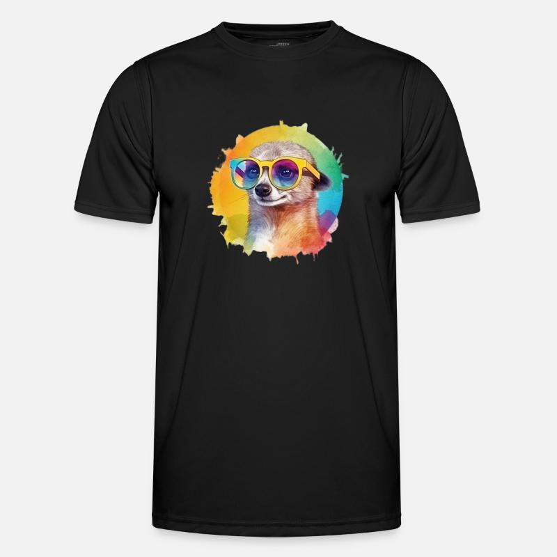 Buntes cooles Erdmännchen mit Sonnenbrille Männer Funktions-T-Shirt