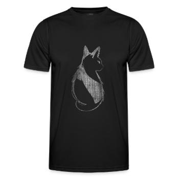 Cat from behind cool design - Men's Functional T-Shirt - black - Front - AI Model Male 178 dark (178cm)