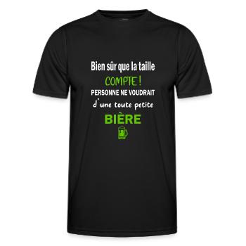 Bien sûr que la taille compte t-shirt bière humour - T-shirt sport Homme - noir - Devant - AI Model Male 178 dark (178cm)