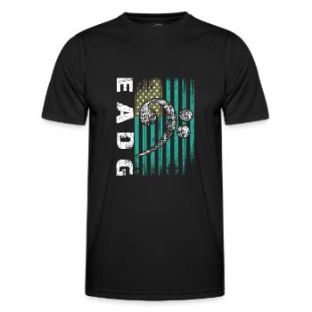 Notes de basse EADG avec drapeau américain - T-shirt sport Homme - noir - Devant - AI Model Male 178 dark (178cm)