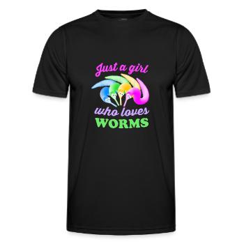 Wurm auf einer Schnur nur ein Mädchen, das Worms liebt - Männer Funktions-T-Shirt - Schwarz - Vorne - AI Model Male 178 dark (178cm)
