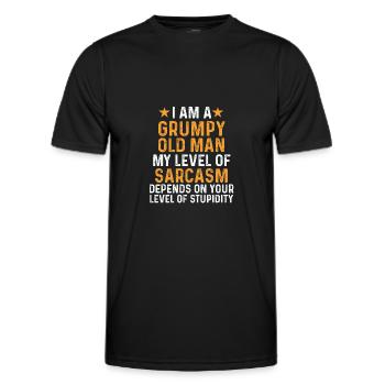 I am a grumpy old man my level of sarcasm depends - Men's Functional T-Shirt - black - Front - AI Model Male 178 dark (178cm)