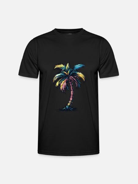 Plage de Palm Tree - T-shirt sport Homme - noir