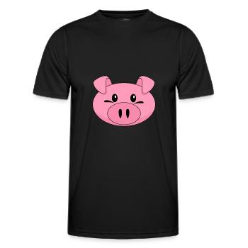 Pigs head pink funny - Men's Functional T-Shirt - black - Front - AI Model Male 178 dark (178cm)