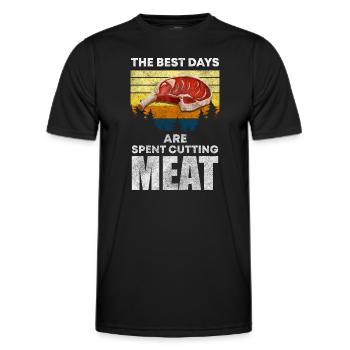 Butcher Meat Pig Butcher's Knife - Men's Functional T-Shirt - black - Front - AI Model Male 178 dark (178cm)