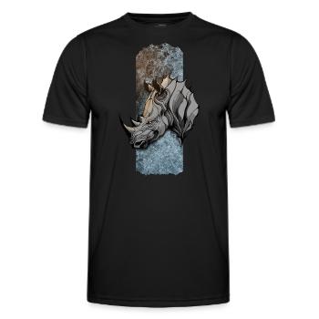 Majestätischer Titan: Rhinos edle Haltung - Männer Funktions-T-Shirt - Schwarz - Vorne - AI Model Male 178 dark (178cm)