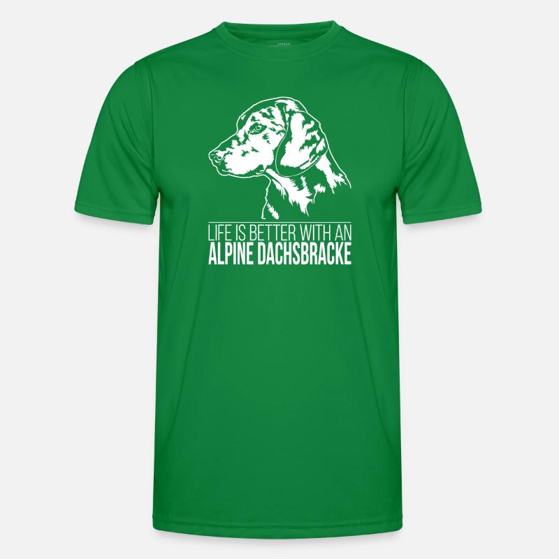 ALPINE DACHSBRACKE life is better Hunde Wilsigns Männer Funktions-T-Shirt