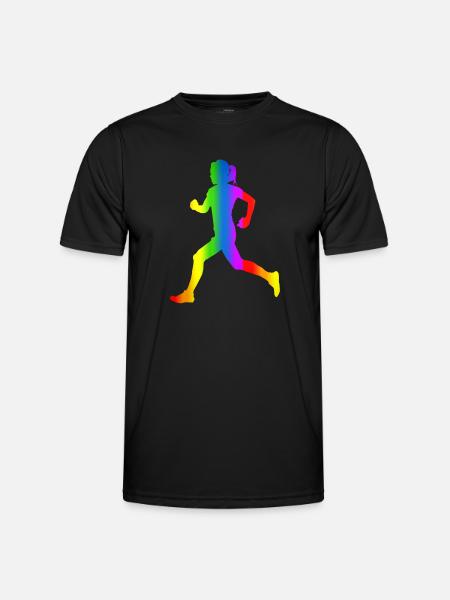 Bunter Läuferin Regenbogen - Männer Funktions-T-Shirt - Schwarz