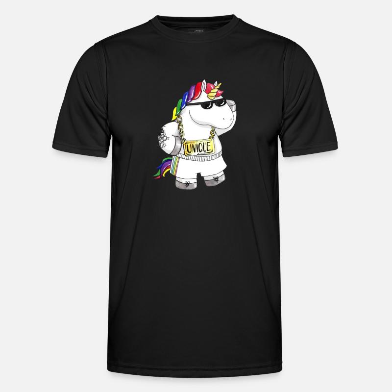 Unique Comic Einhorn - Männer Funktions-T-Shirt - Schwarz