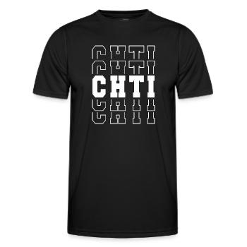 Ch'ti gift pride humor chti man woman - Men's Functional T-Shirt - black - Front - AI Model Male 178 dark (178cm)