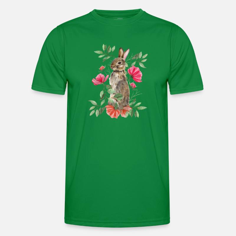 Lapin avec des fleurs T-shirt sport Homme