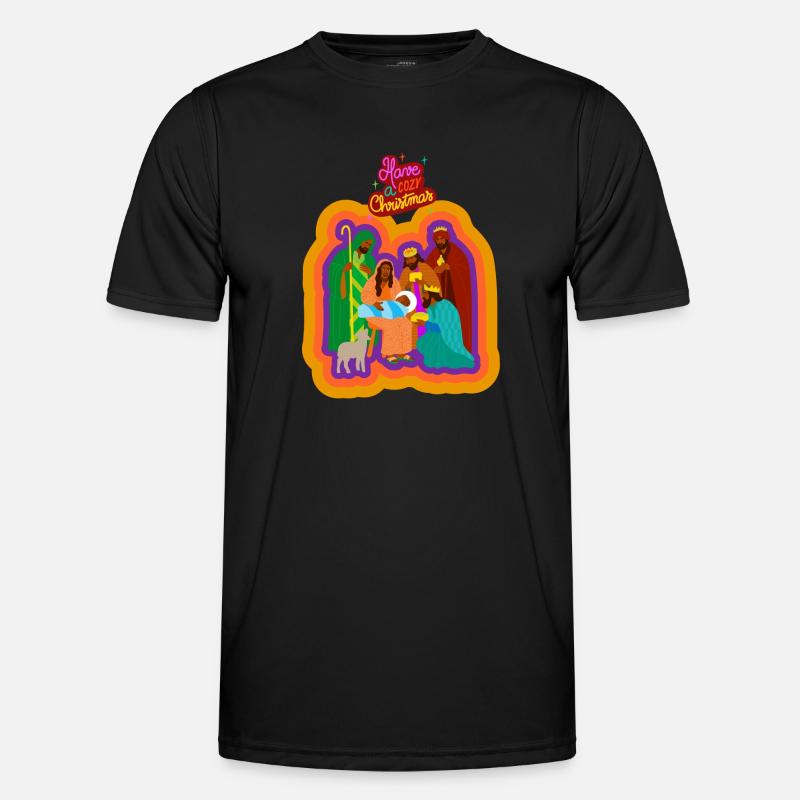 Weihnachtskrippe - Männer Funktions-T-Shirt - Schwarz
