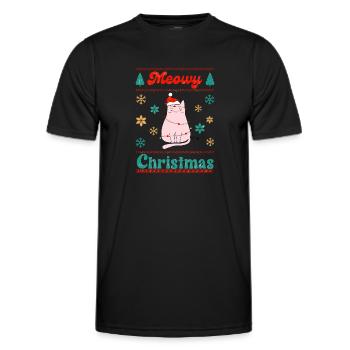 Miaou Noël - T-shirt sport Homme - noir - Devant - AI Model Male 178 dark (178cm)