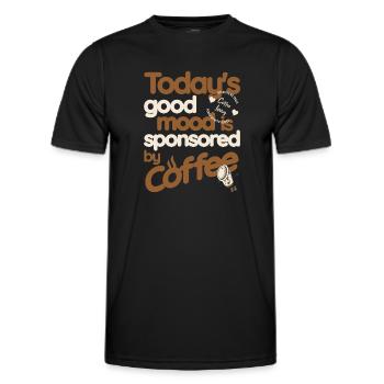 Kaffee - Gute Laune - Männer Funktions-T-Shirt - Schwarz - Vorne - AI Model Male 178 dark (178cm)